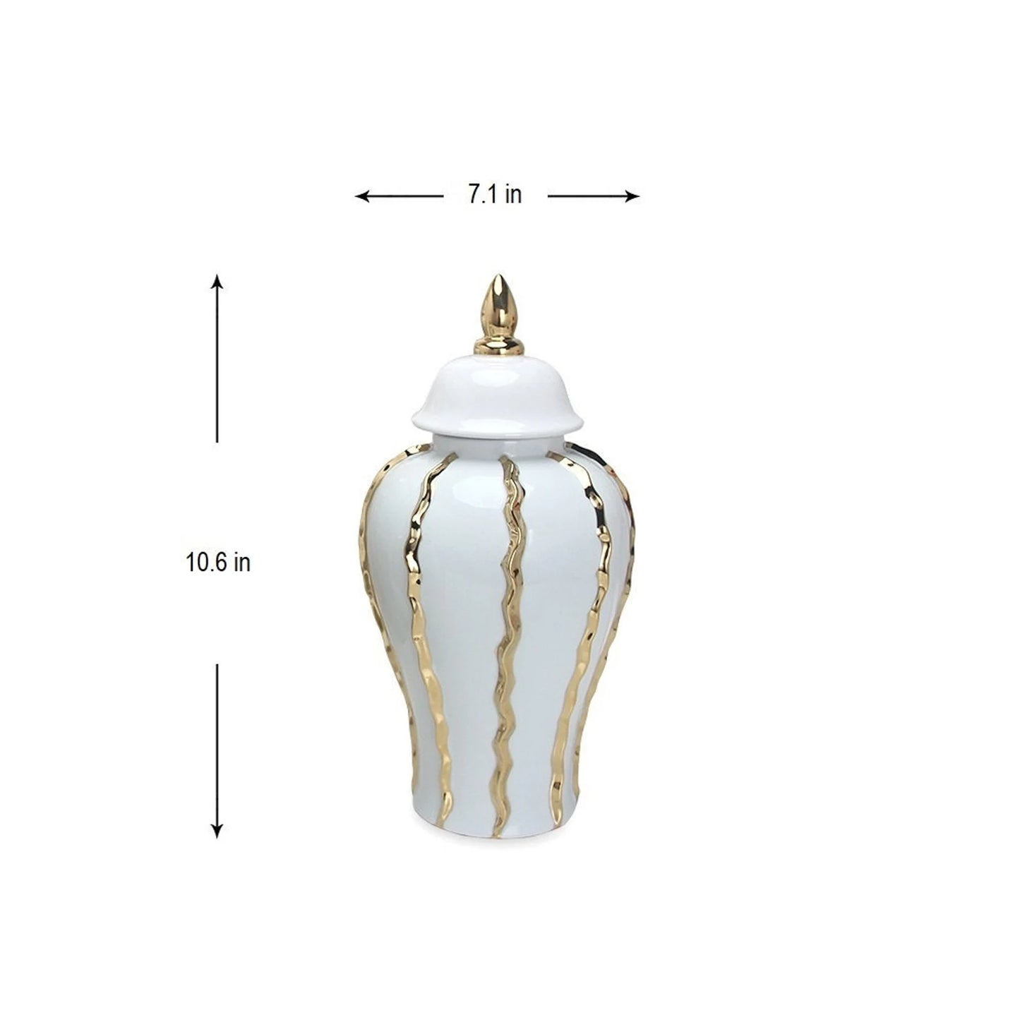 White & Gold Zigzag Stripe Ginger Jar