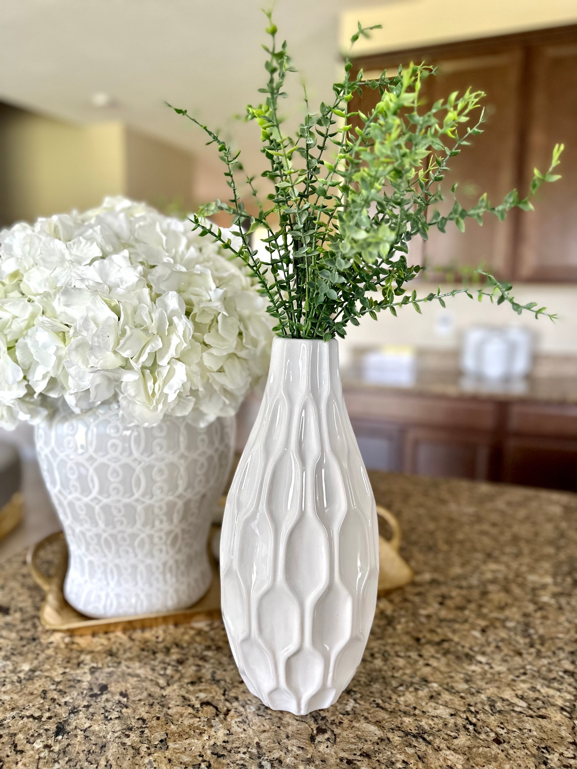 white octagon vase